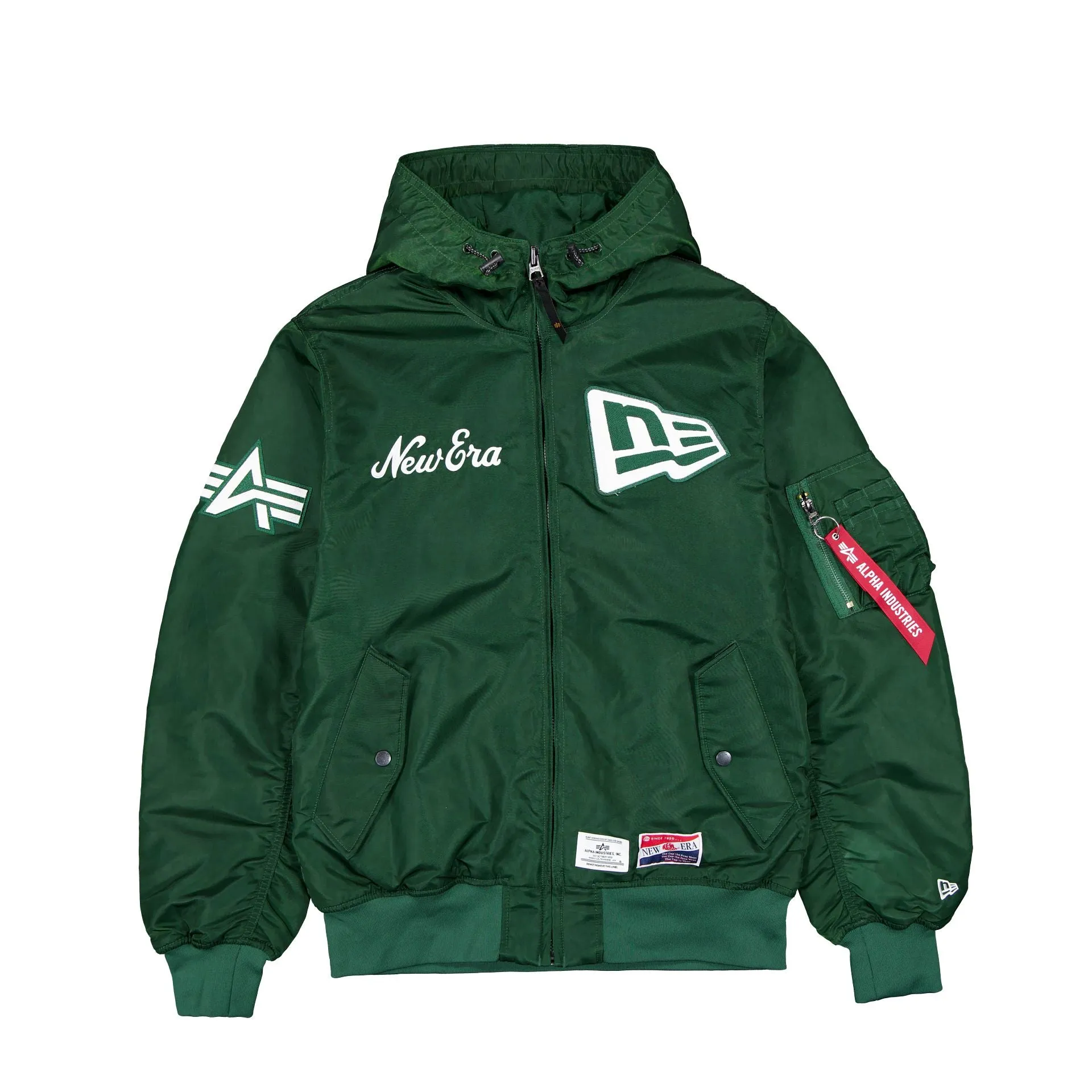 Alpha Industries x New Era Cap L-2B Hooded Bomber Green Jacket sold by New Era