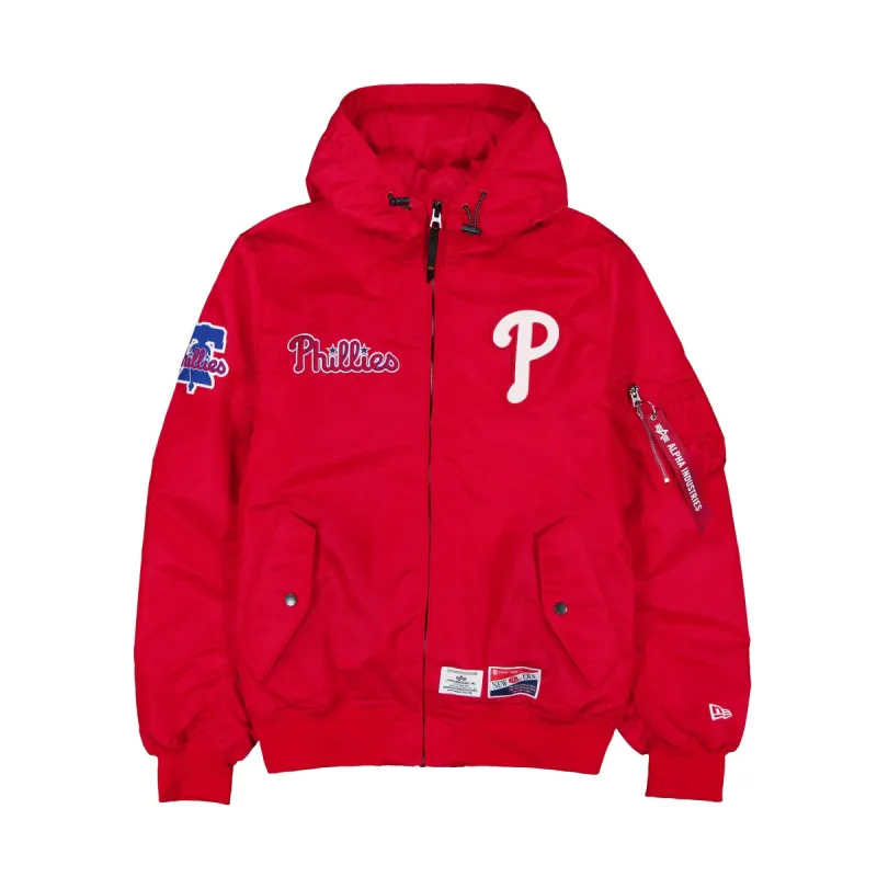 Alpha Industries x Philadelphia Phillies L-2B Hooded Bomber Jacket sold by New Era