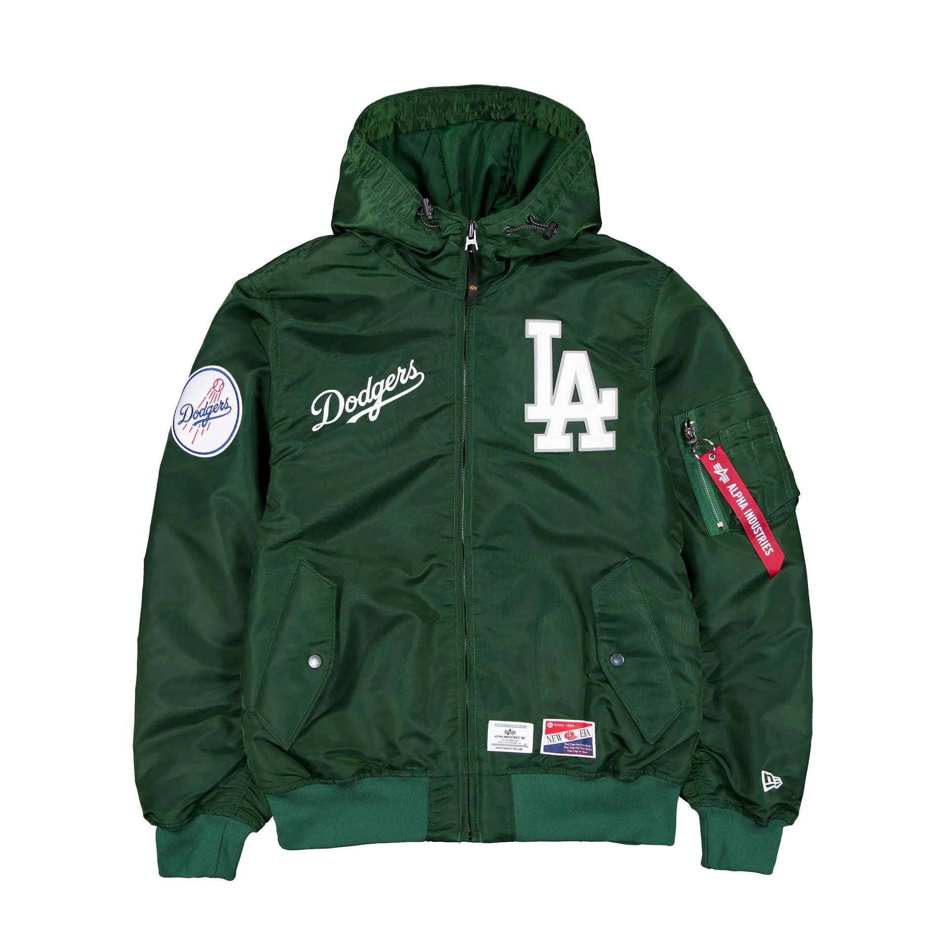 Alpha Industries x Los Angeles Dodgers L-2B Hooded Bomber Jacket Green sold by New Era