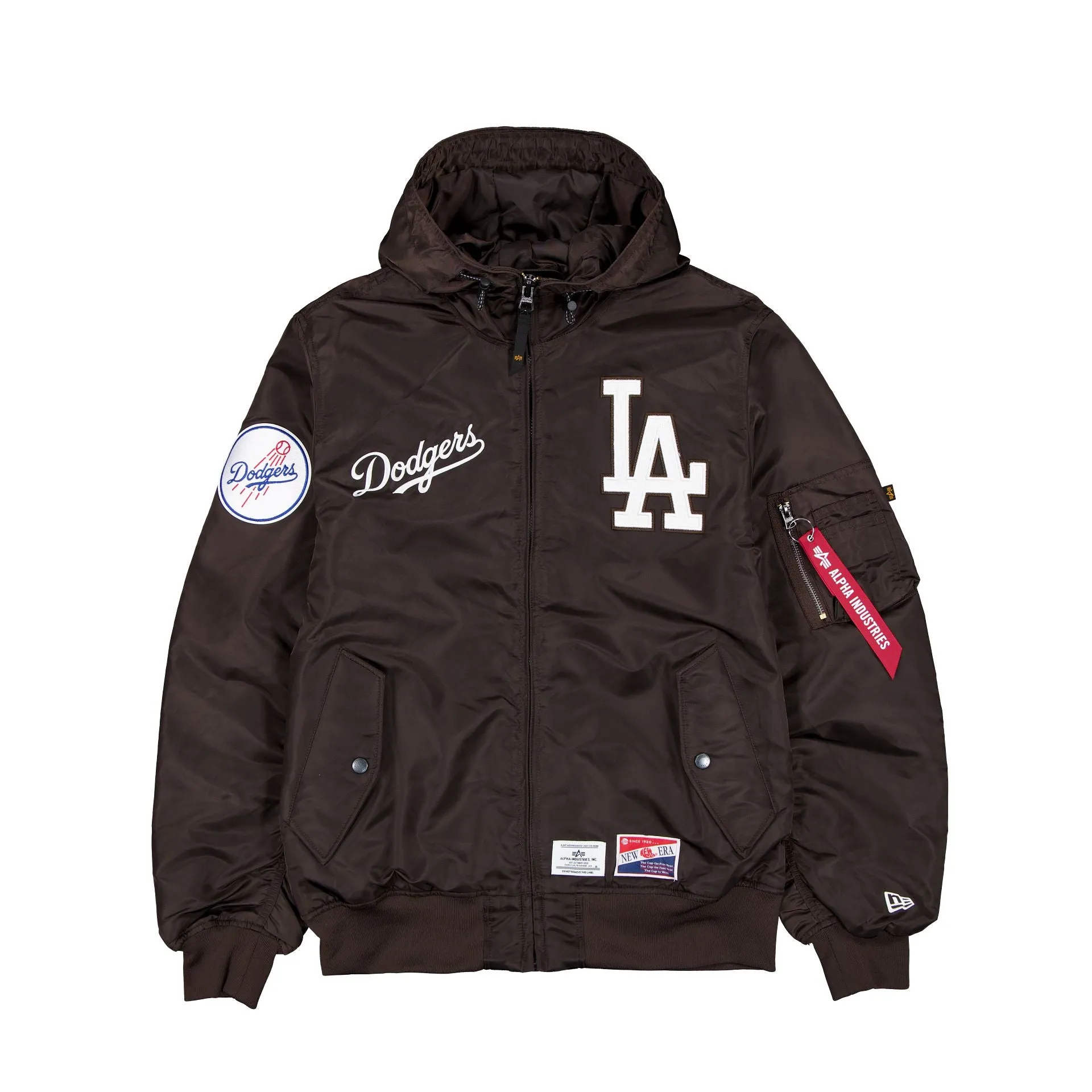 Alpha Industries x Los Angeles Dodgers L-2B Hooded Bomber Jacket Brown sold by New Era