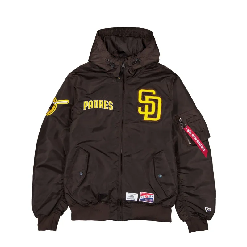 Alpha Industries x San Diego Padres L-2B Hooded Bomber Jacket sold by New Era