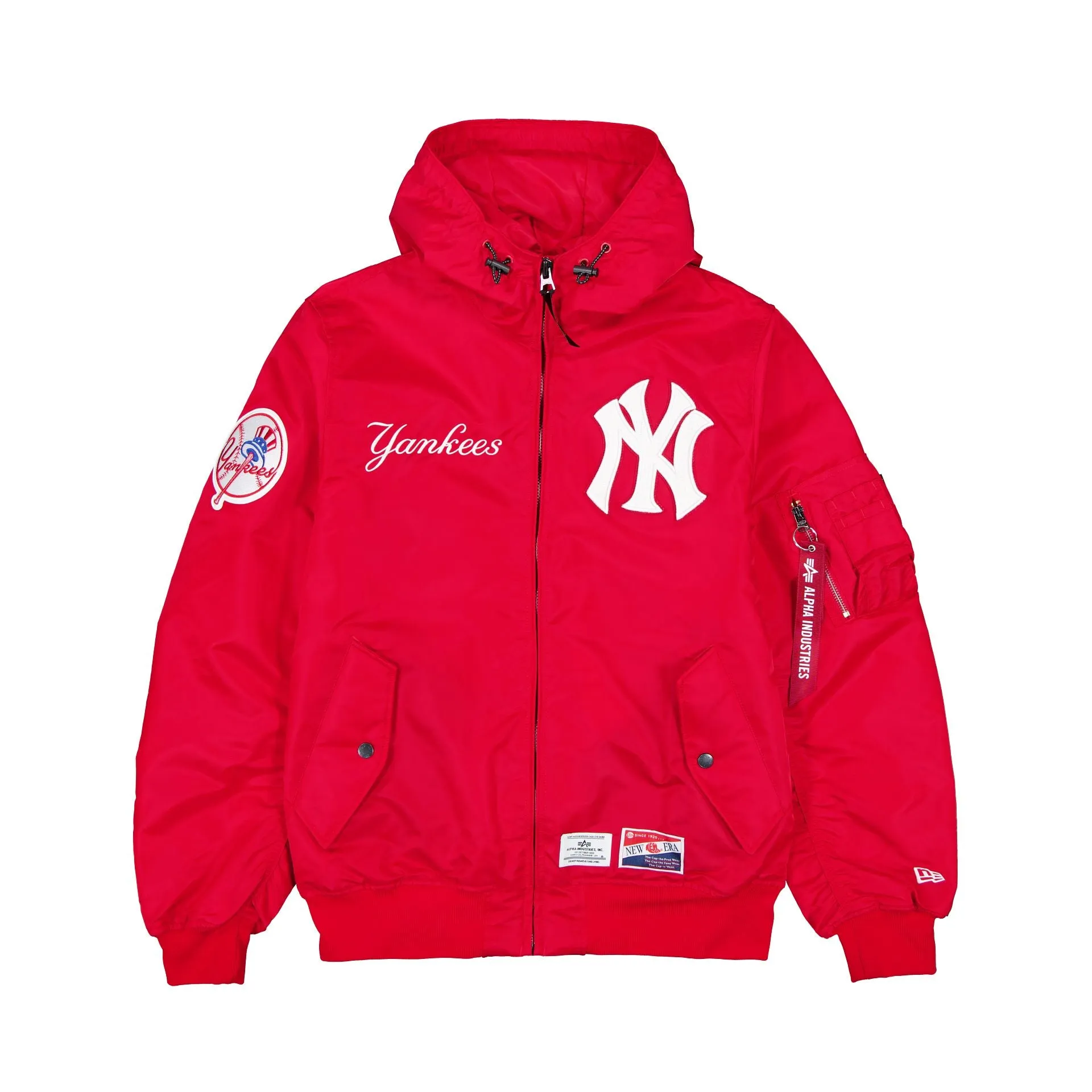 Alpha Industries x New York Yankees L-2B Hooded Bomber Jacket Red sold by New Era