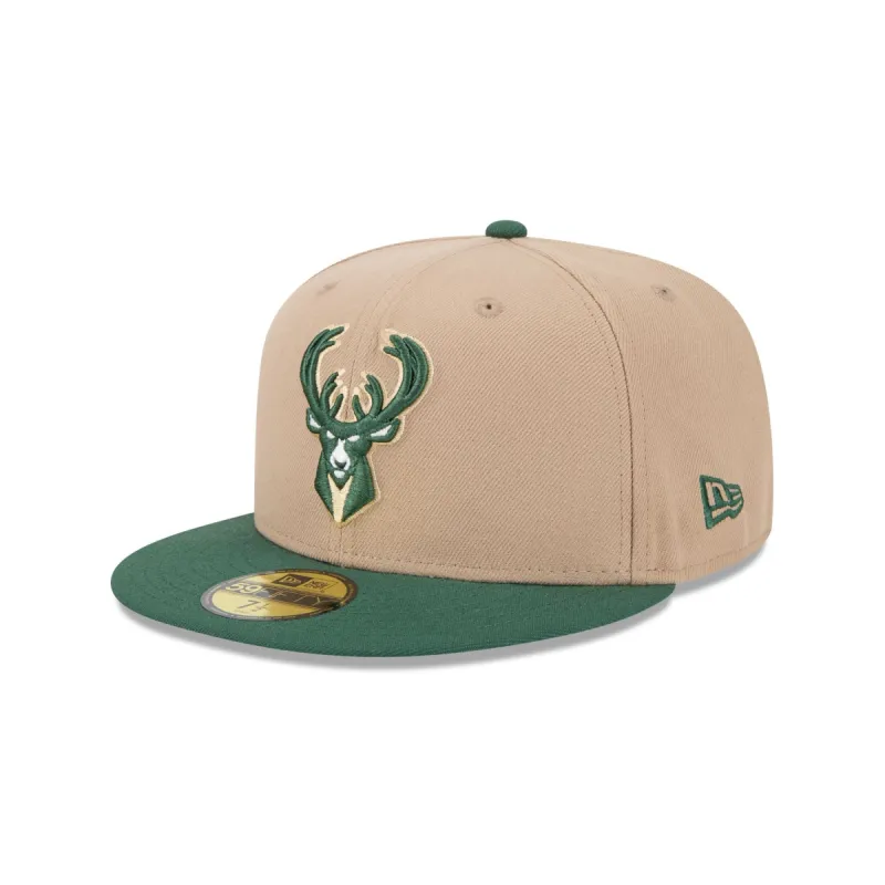 Milwaukee Bucks Camel 59FIFTY Fitted Hat sold by New Era
