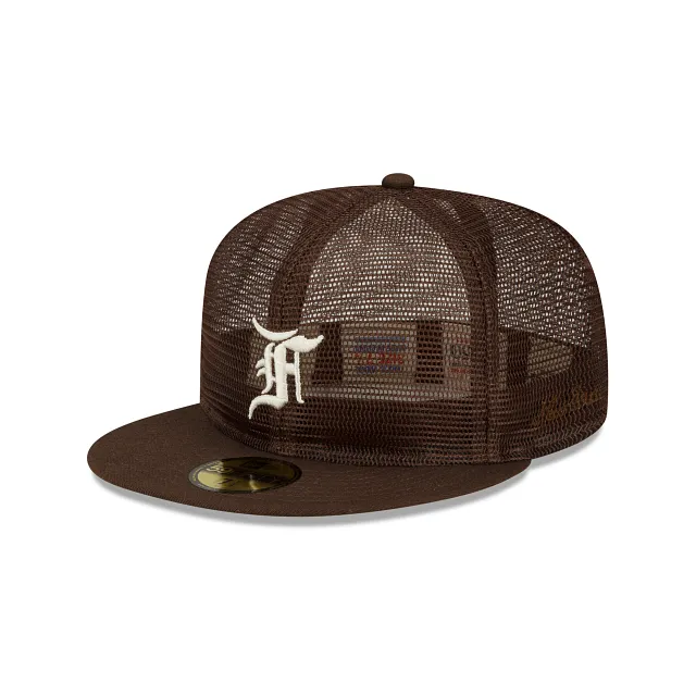 Fear of God Essential Full Mesh Brown 59FIFTY Fitted Hat sold by New Era