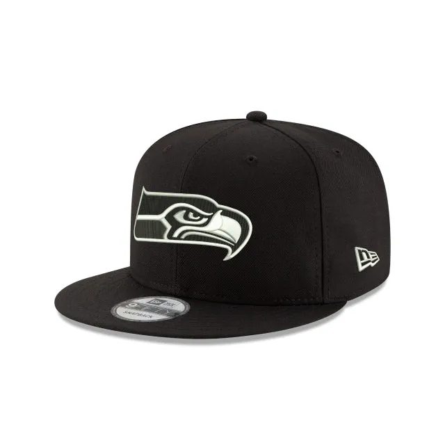 Seattle Seahawks Black and White 9FIFTY Snapback Hat sold by New Era
