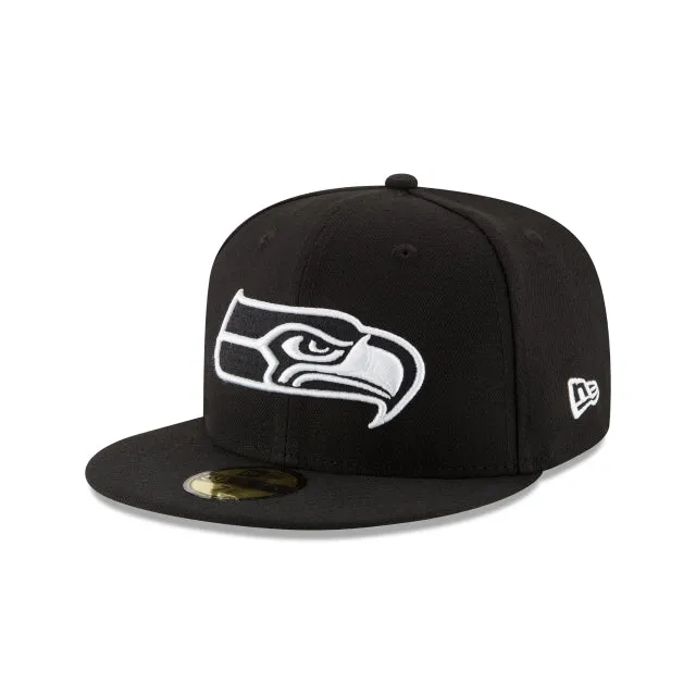 Seattle Seahawks Black & White 59FIFTY Fitted Hat sold by New Era