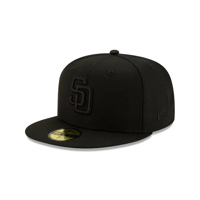 San Diego Padres Basic Black On Black 59FIFTY Fitted Hat sold by New Era