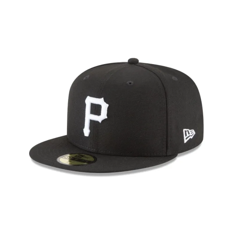 Pittsburgh Pirates Black and White Basic 59FIFTY Fitted Hat sold by New Era