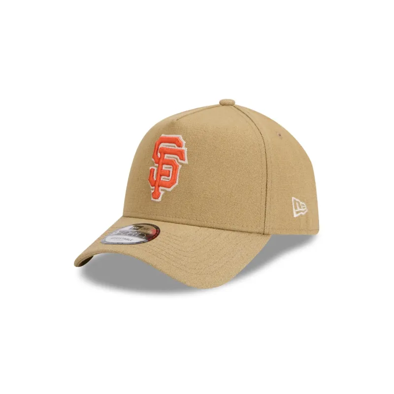 San Francisco Giants Logo Essentials Khaki 9FORTY A-Frame Snapback Hat sold by New Era