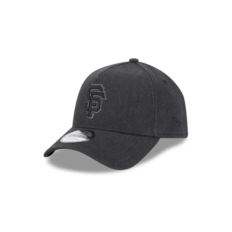 San Francisco Giants Logo Essentials Black 9FORTY A-Frame Snapback Hat sold by New Era