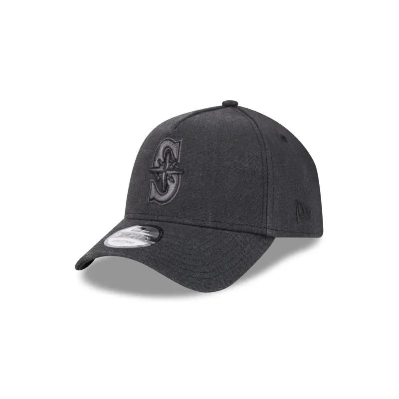 Seattle Mariners Logo Essentials Black 9FORTY A-Frame Snapback Hat sold by New Era