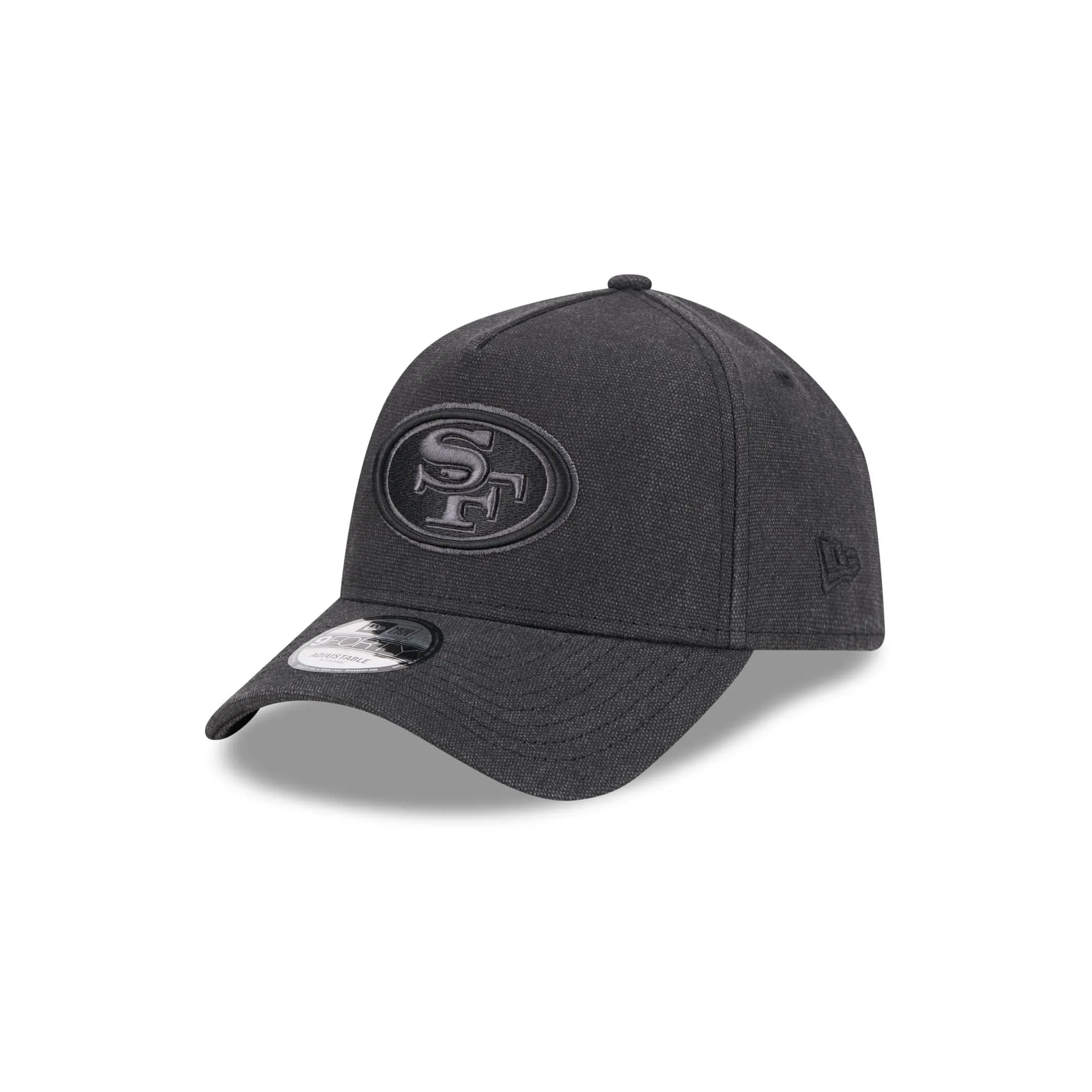 San Francisco 49ers Logo Essentials Black 9FORTY A-Frame Snapback Hat sold by New Era