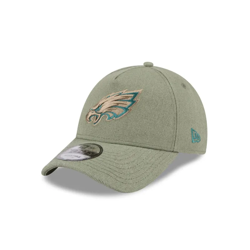 Philadelphia Eagles Logo Essentials Olive 9FORTY A-Frame Snapback Hat sold by New Era