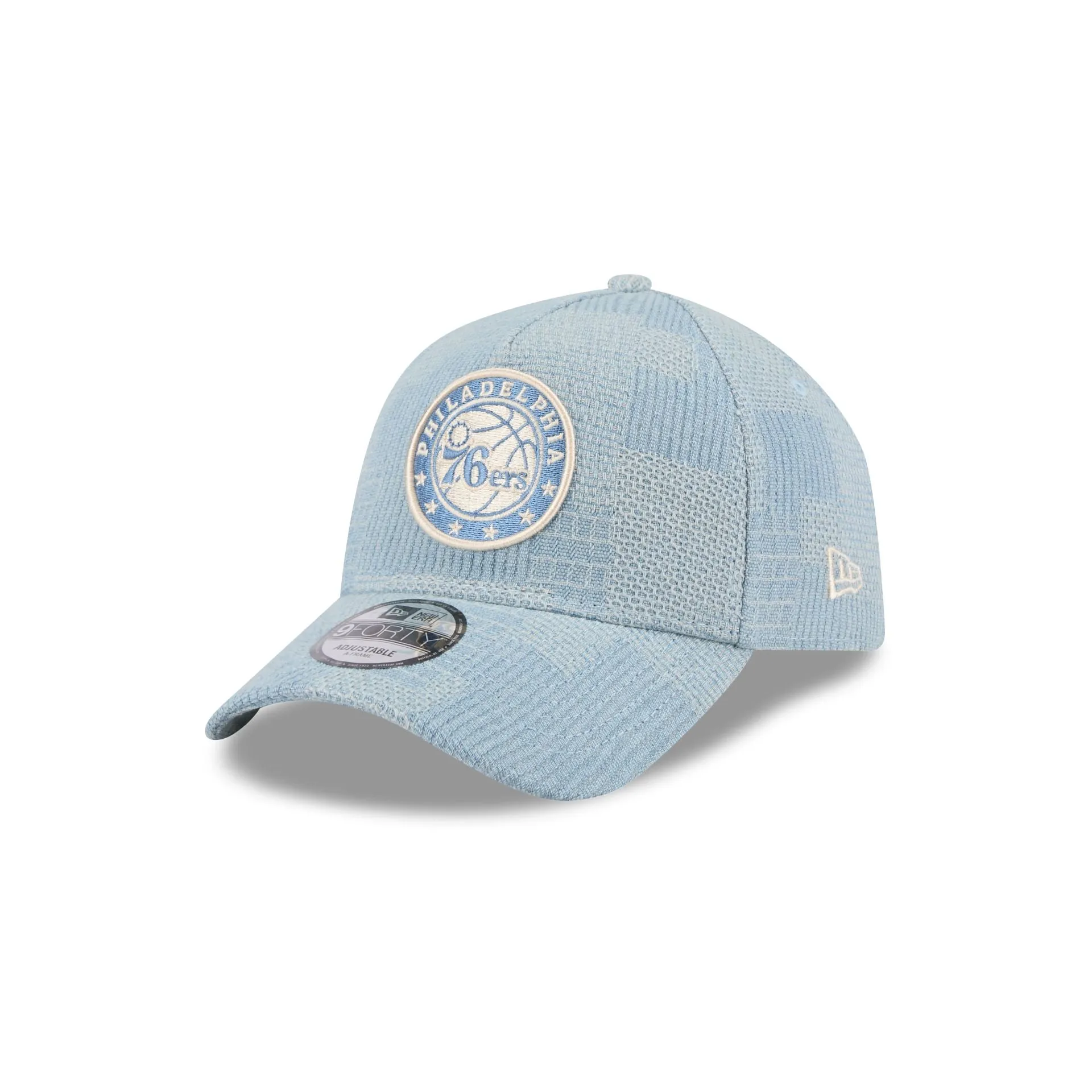 Philadelphia 76ers Logo Essentials Denim 9FORTY A-Frame Snapback Hat sold by New Era