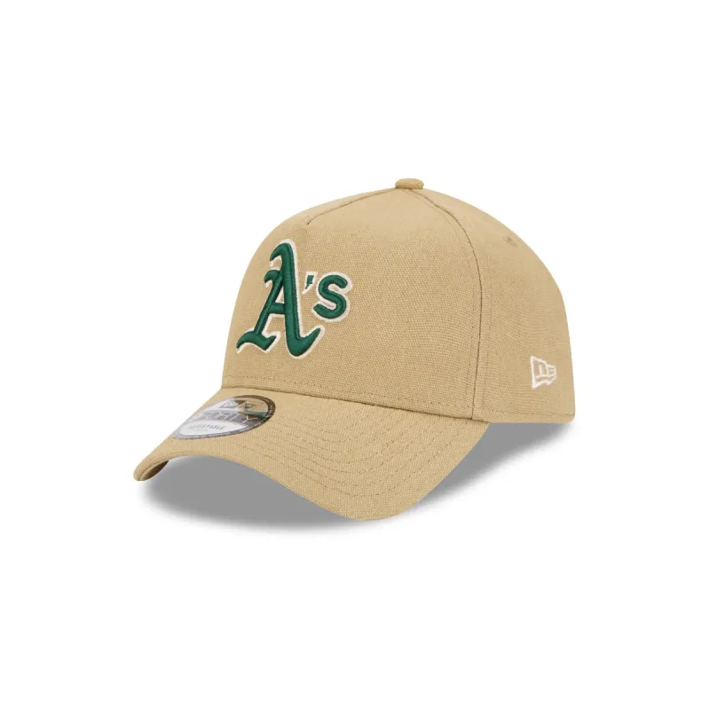 Oakland Athletics Logo Essentials Khaki 9FORTY A-Frame Snapback Hat sold by New Era