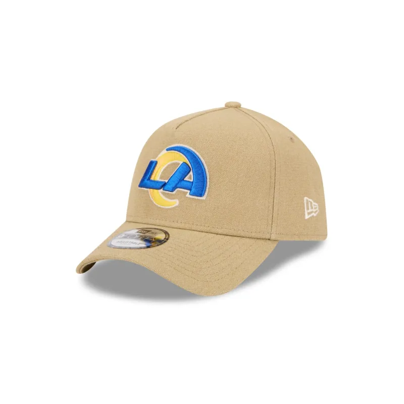 Los Angeles Rams Logo Essentials Khaki 9FORTY A-Frame Snapback Hat sold by New Era