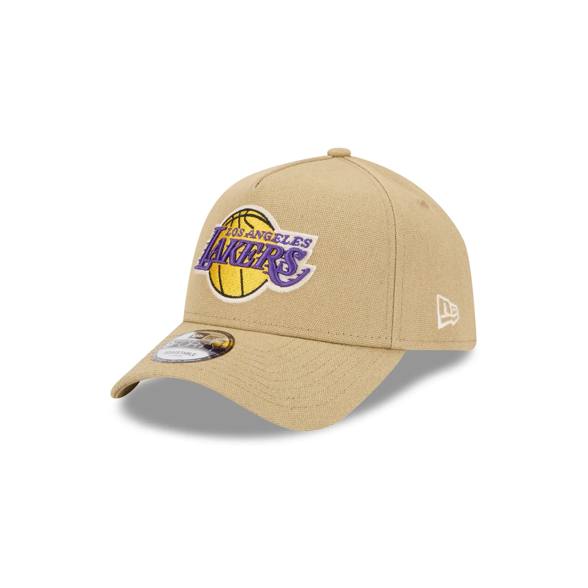 Los Angeles Lakers Logo Essentials Khaki 9FORTY A-Frame Snapback Hat sold by New Era