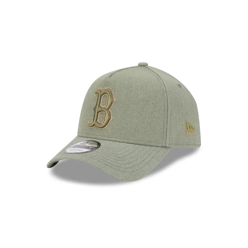 Boston Red Sox Logo Essentials Olive 9FORTY A-Frame Snapback Hat sold by New Era