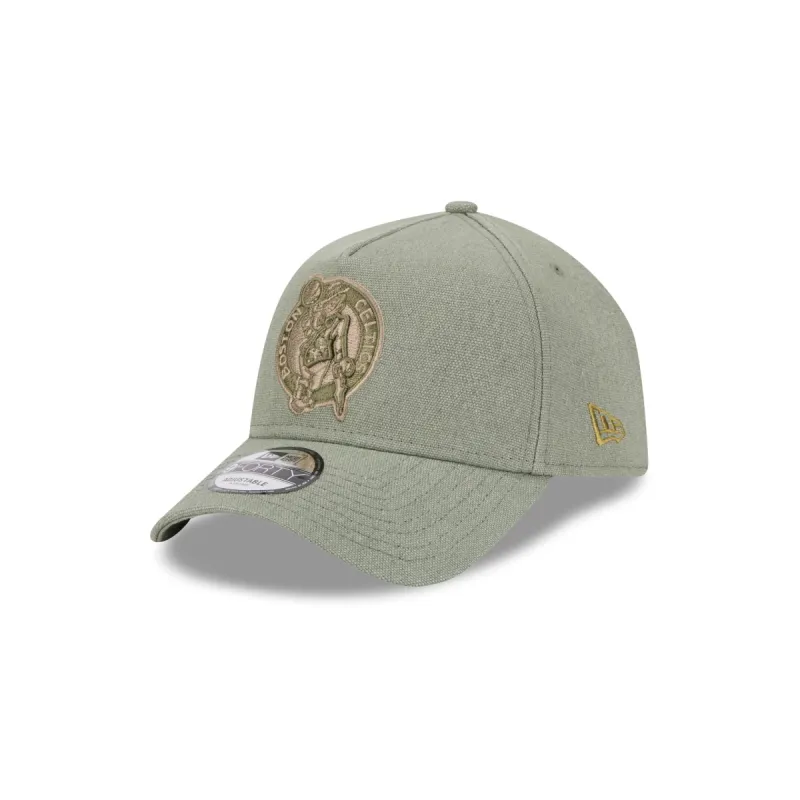 Boston Celtics Logo Essentials Olive 9FORTY A-Frame Snapback Hat sold by New Era