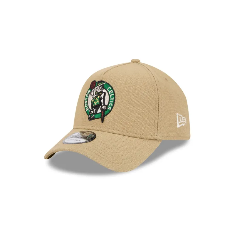 Boston Celtics Logo Essentials Khaki 9FORTY A-Frame Snapback Hat sold by New Era
