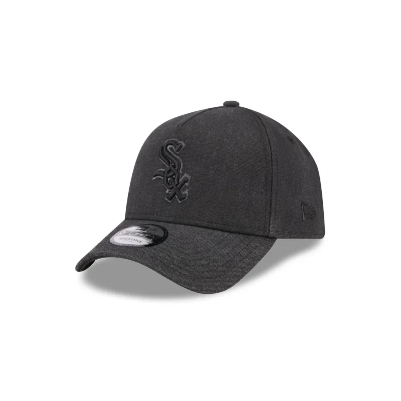 Chicago White Sox Logo Essentials Black 9FORTY A-Frame Snapback Hat sold by New Era