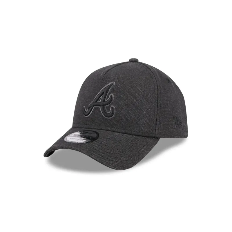 Atlanta Braves Logo Essentials Black 9FORTY A-Frame Snapback Hat sold by New Era