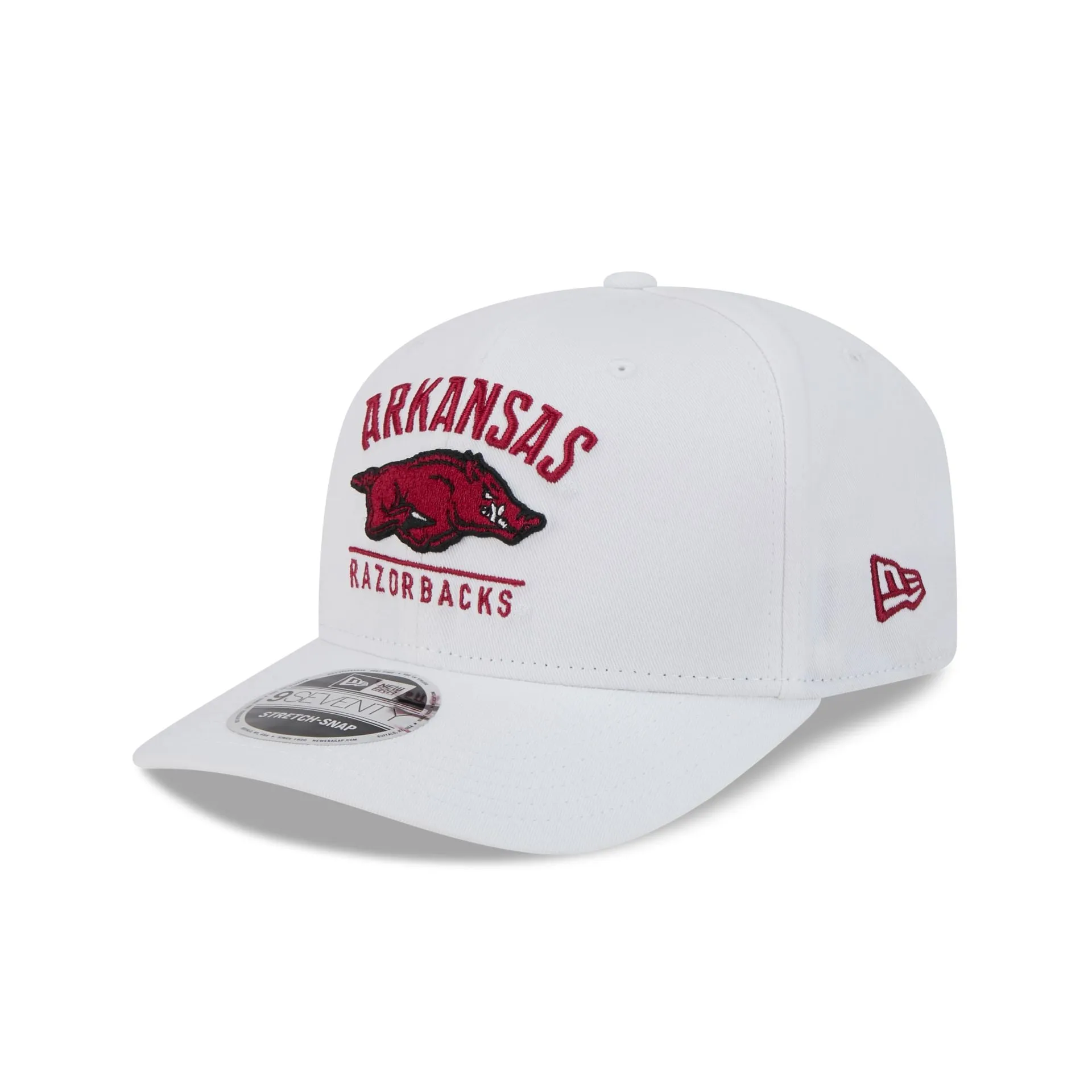 Arkansas Razorbacks Optic White 9SEVENTY Stretch-Snap Hat sold by New Era