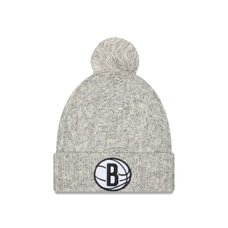Brooklyn Nets Shimmer Pom Knit Hat made by New Era