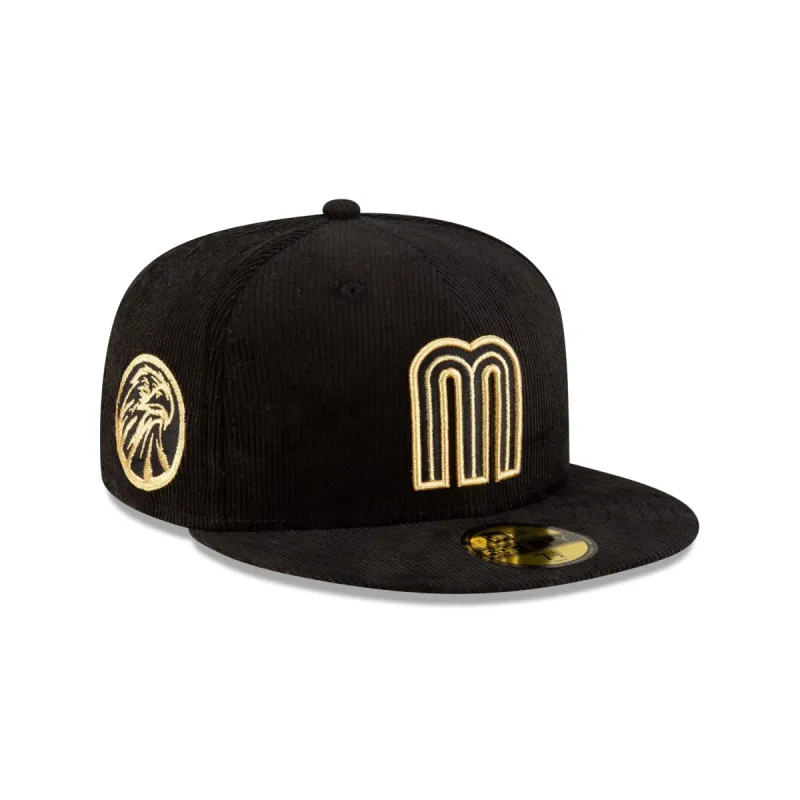 Mexico Baseball Black Gold Corduroy 59FIFTY Fitted Hat sold by New Era