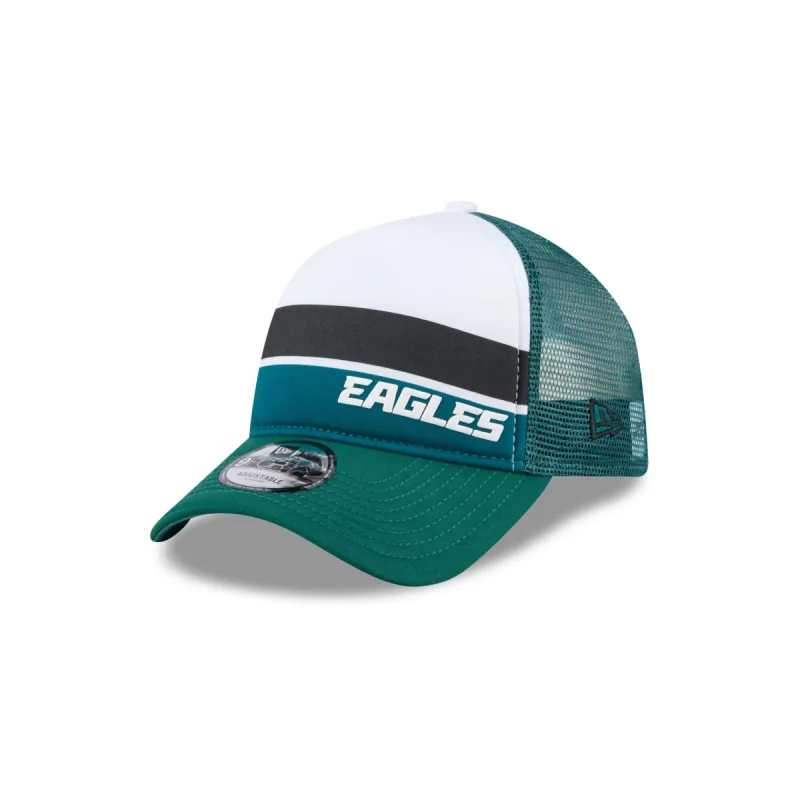 Philadelphia Eagles Color Block 9FORTY A-Frame Trucker Snapback Hat sold by New Era