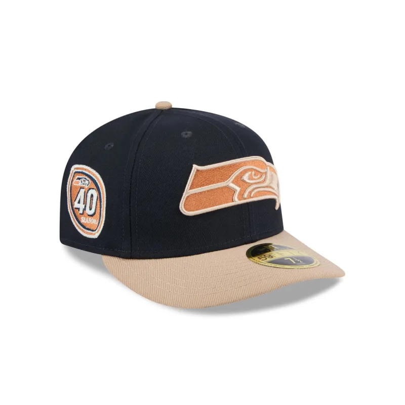 Seattle Seahawks Blue Ivory Low Profile 59FIFTY Fitted Hat sold by New Era