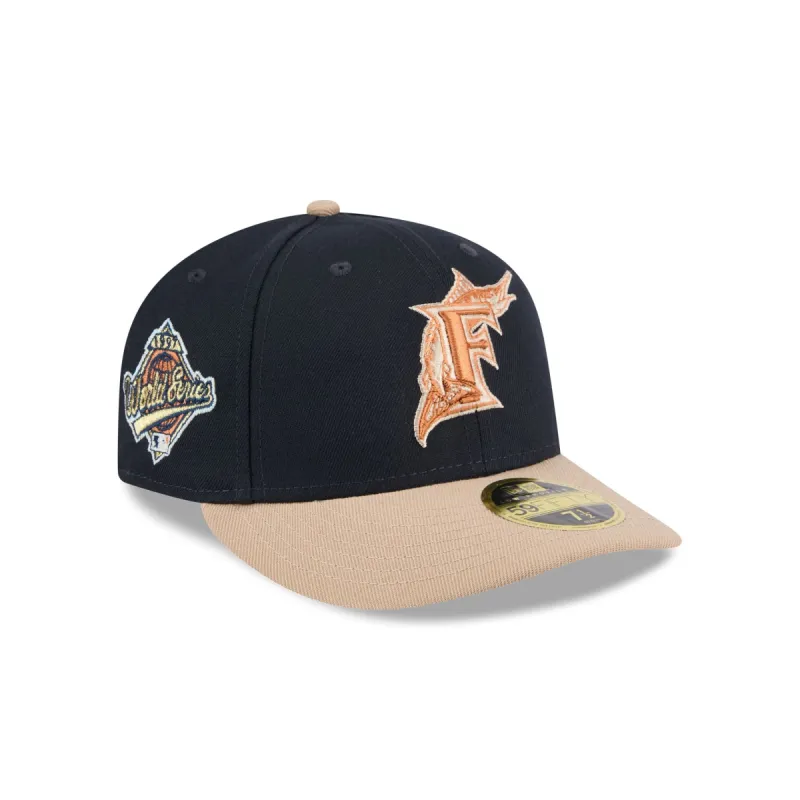 Miami Marlins Blue Ivory Low Profile 59FIFTY Fitted Hat sold by New Era
