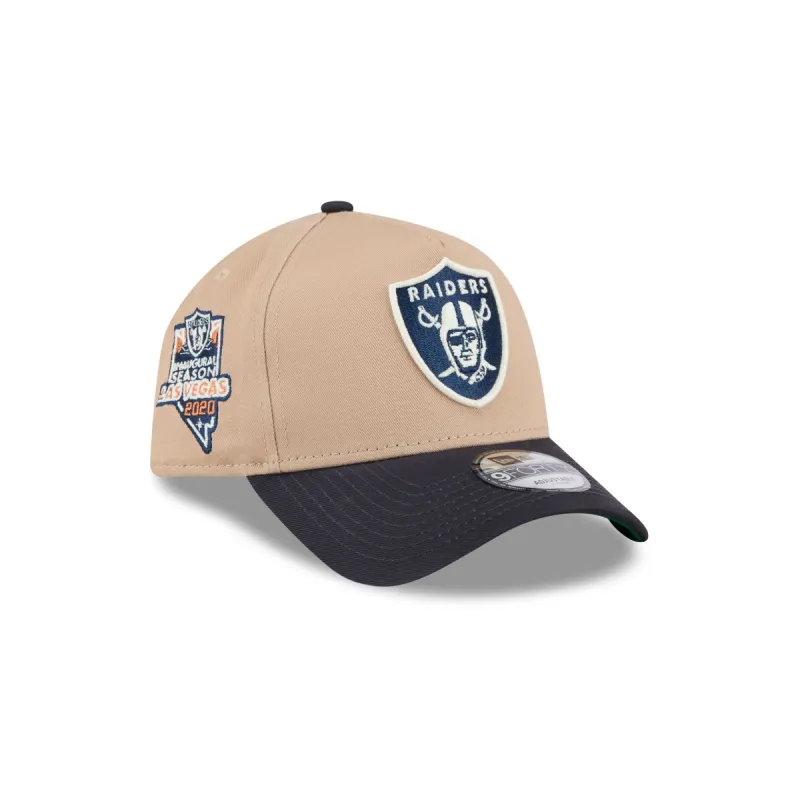 Las Vegas Raiders Beige Khaki 9FORTY A-Frame Snapback Hat sold by New Era