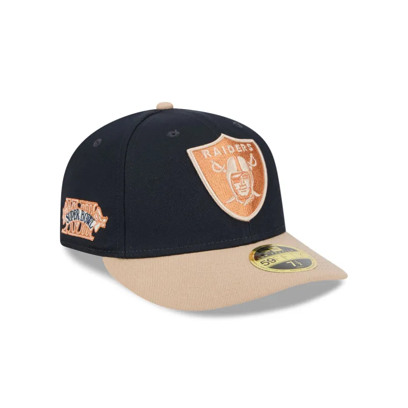 Las Vegas Raiders Blue Ivory Low Profile 59FIFTY Fitted Hat sold by New Era