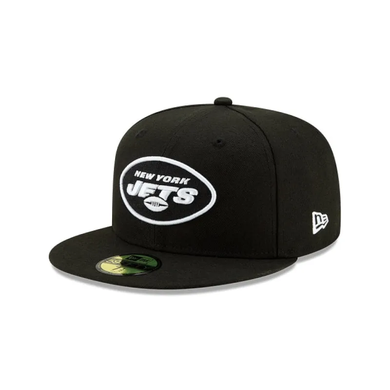 New York Jets Black and White 59FIFTY Fitted Hat sold by New Era