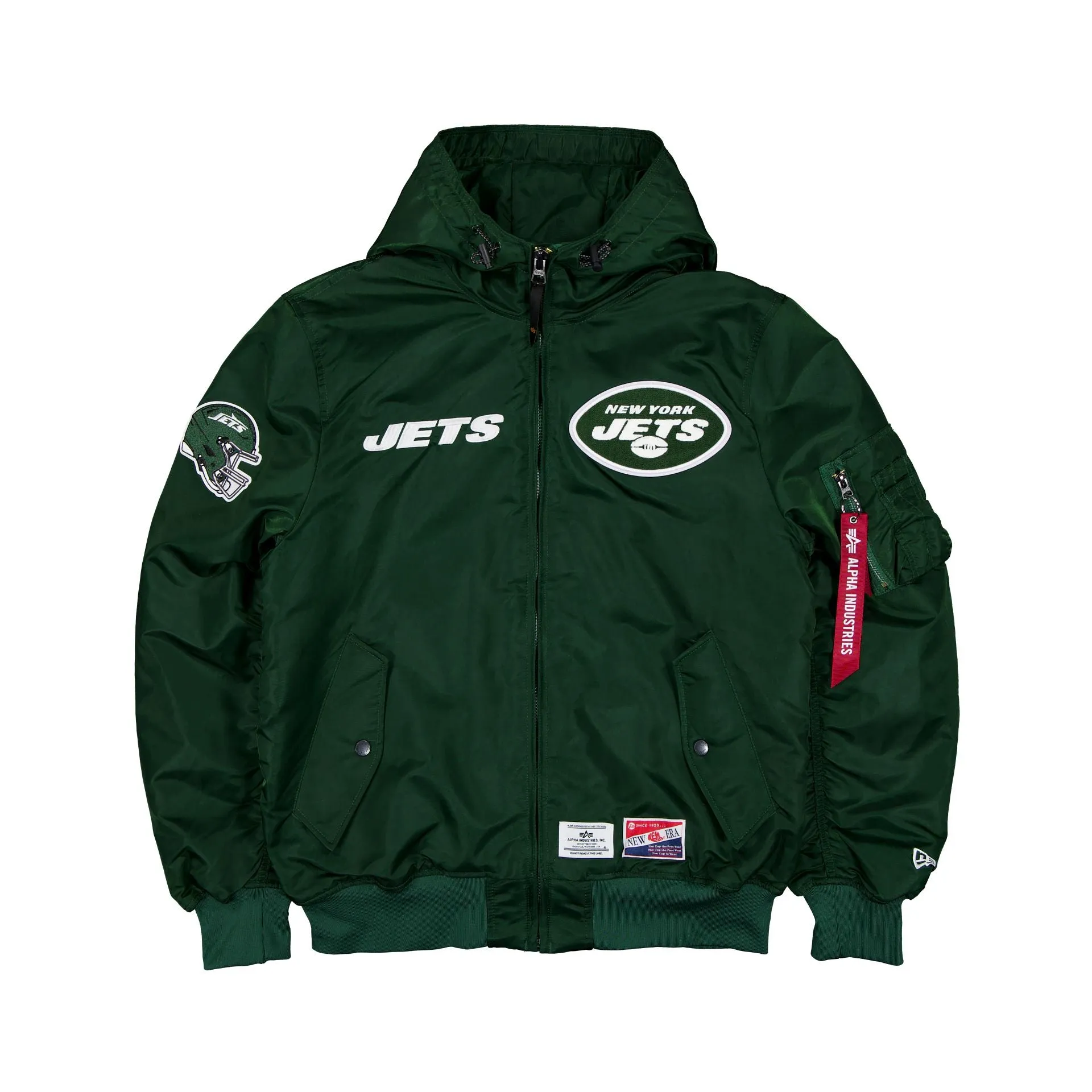 Alpha Industries x New York Jets L-2B Hooded Bomber Jacket sold by New Era