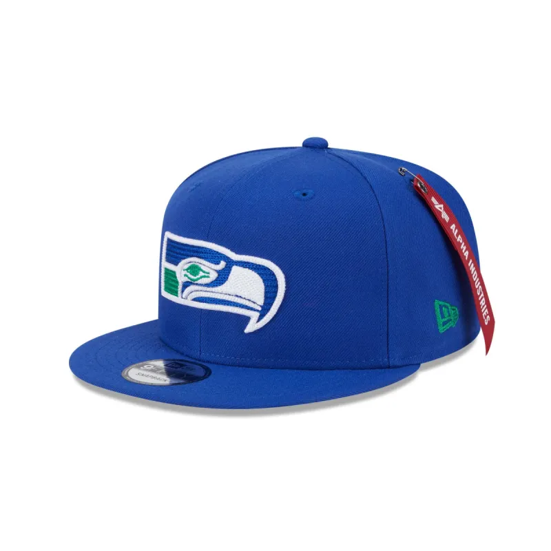Alpha Industries x Seattle Seahawks Historic Blue 9FIFTY Snapback Hat sold by New Era