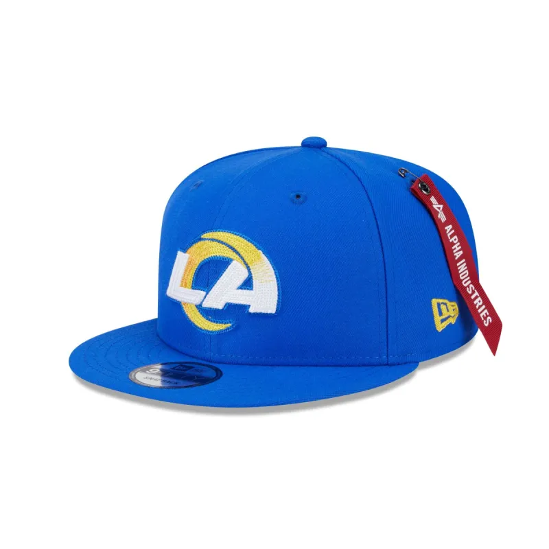 Alpha Industries x Los Angeles Rams Blue 9FIFTY Snapback Hat sold by New Era
