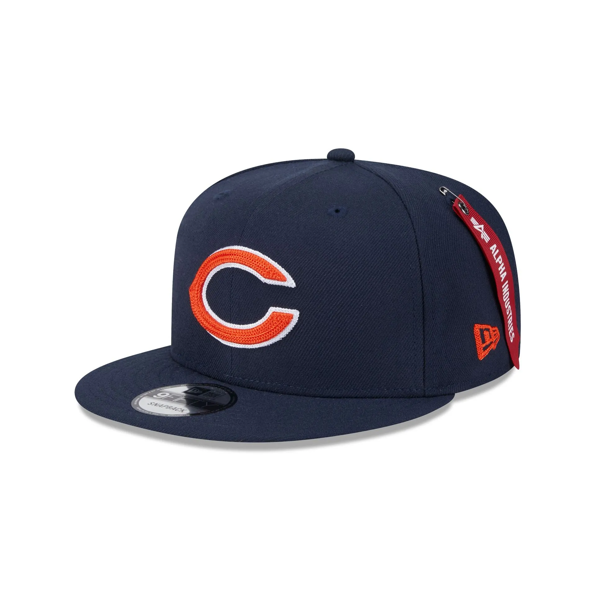 Alpha Industries x Chicago Bears Navy 9FIFTY Snapback Hat sold by New Era
