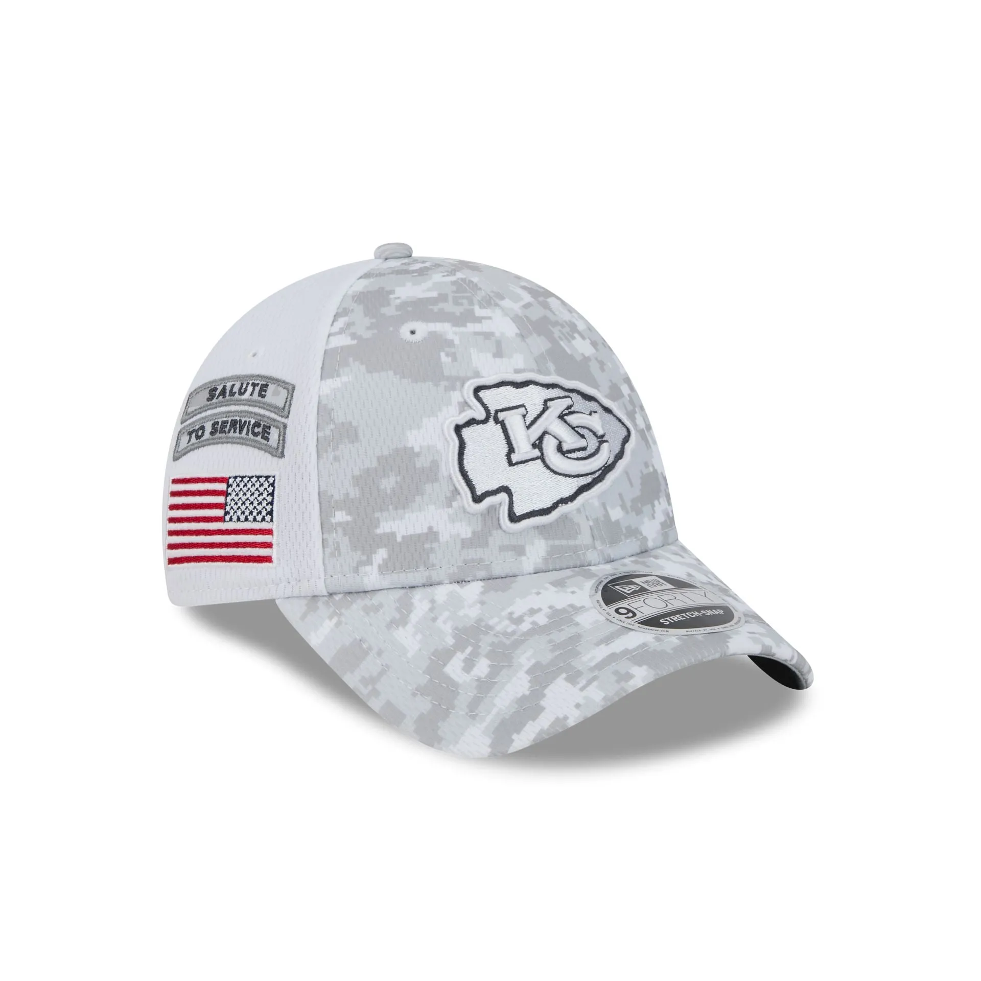 Kansas City Chiefs 2024 Salute to Service 9FORTY Stretch-Snap Hat sold by New Era