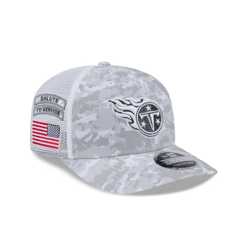 Tennessee Titans 2024 Salute to Service 9SEVENTY Trucker Hat sold by New Era