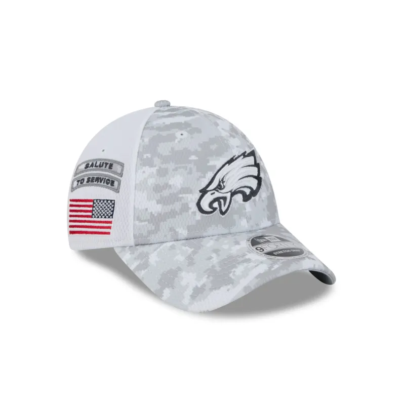 Philadelphia Eagles 2024 Salute to Service 9FORTY Stretch-Snap Hat sold by New Era