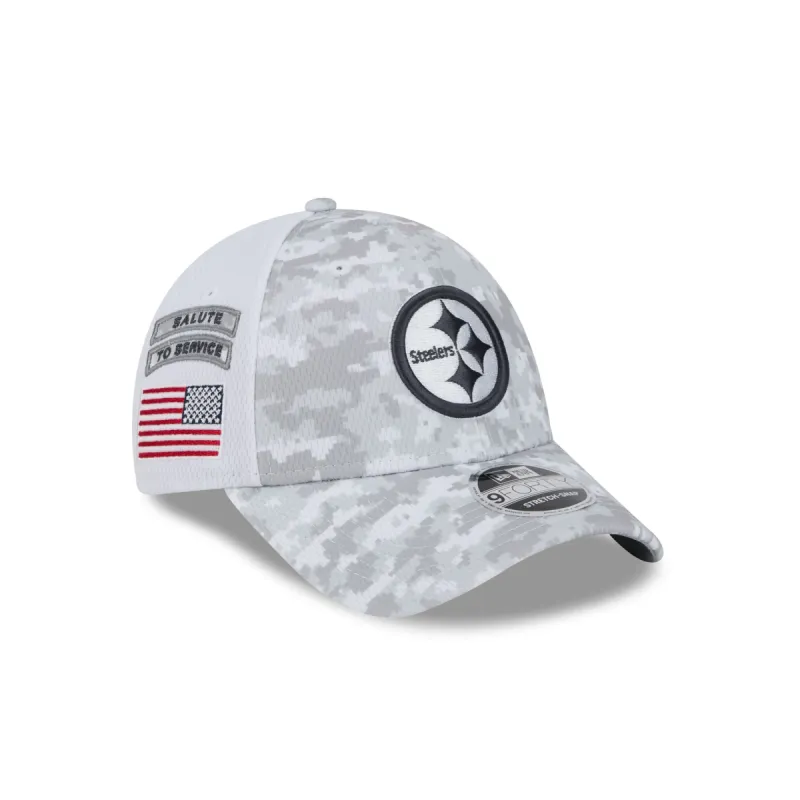 Pittsburgh Steelers 2024 Salute to Service 9FORTY Stretch-Snap Hat sold by New Era