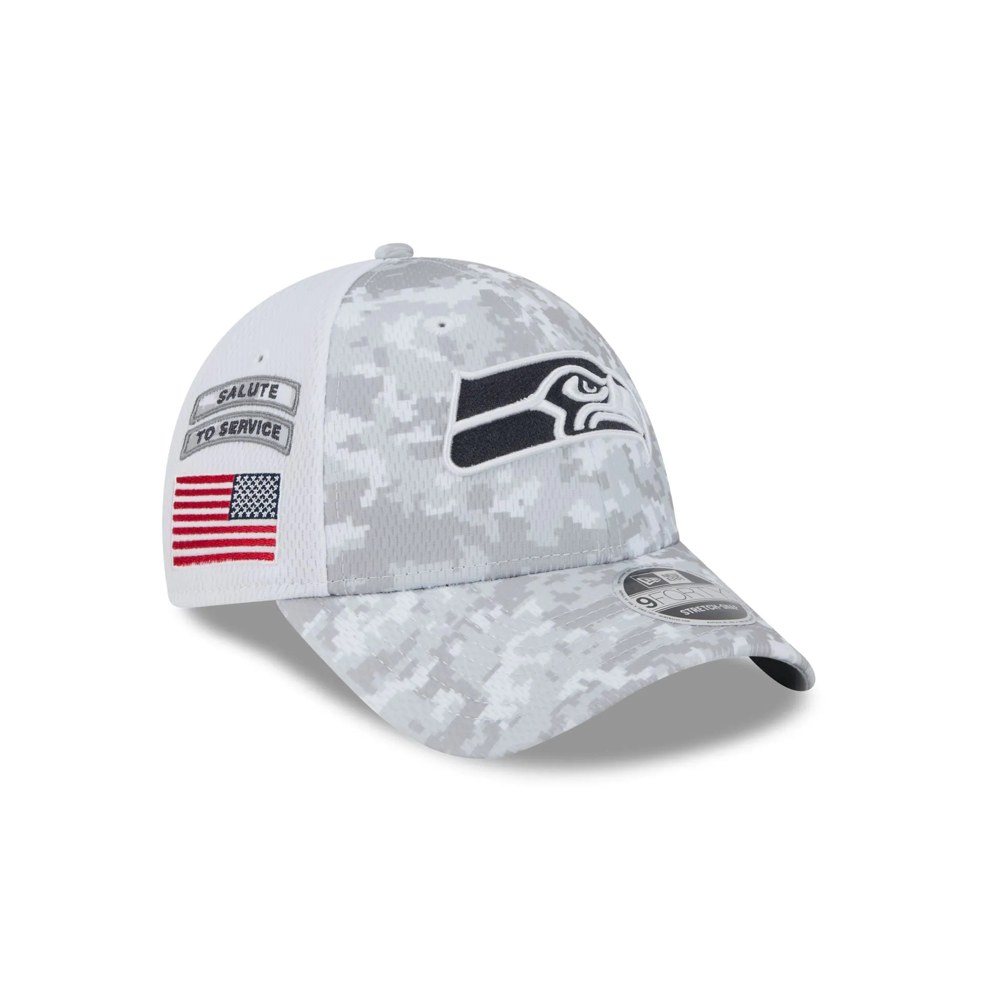Seattle Seahawks 2024 Salute to Service 9FORTY Stretch-Snap Hat sold by New Era