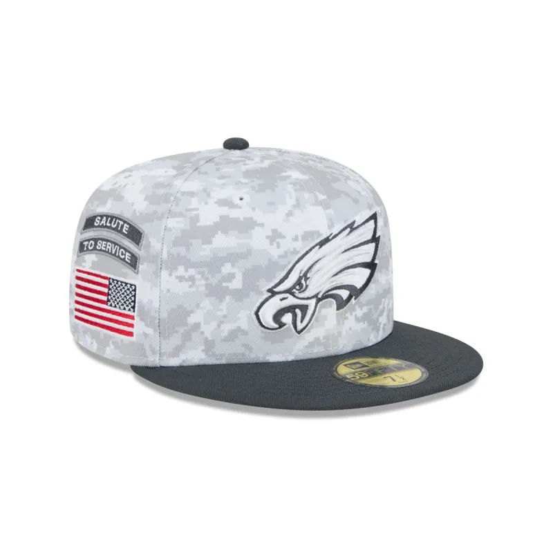 Philadelphia Eagles 2024 Salute to Service 59FIFTY Fitted Hat made by New Era