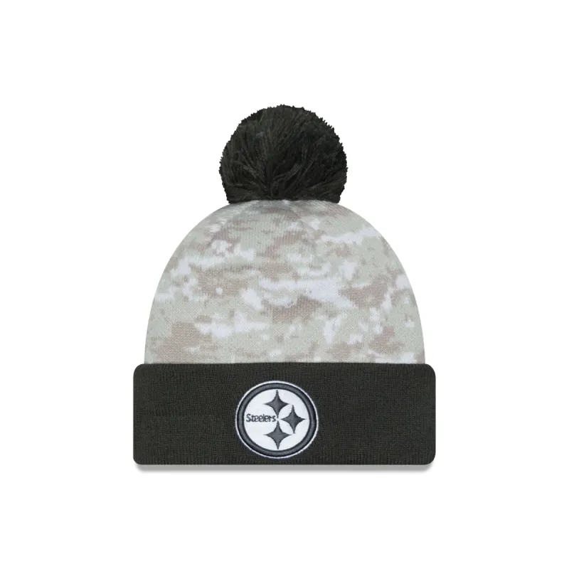 Pittsburgh Steelers 2024 Salute to Service Pom Knit Hat sold by New Era