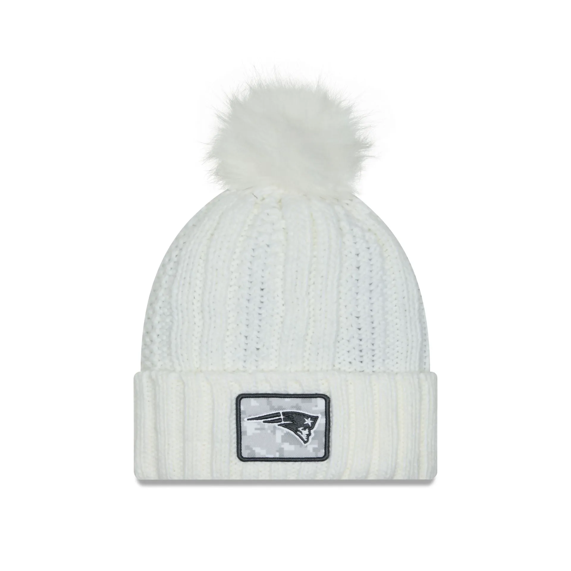 New England Patriots 2024 Salute to Service Women's Pom Knit Hat sold by New Era