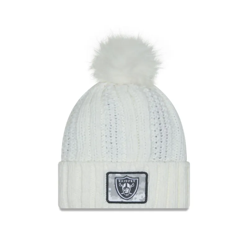Las Vegas Raiders 2024 Salute to Service Women's Pom Knit Hat sold by New Era