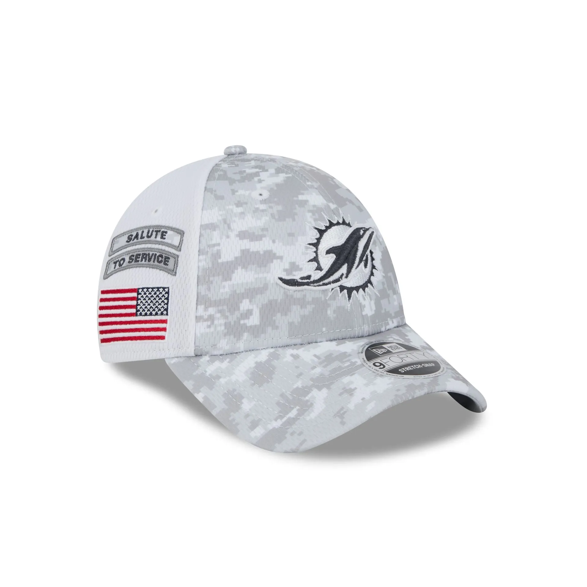 Miami Dolphins 2024 Salute to Service 9FORTY Stretch-Snap Hat sold by New Era