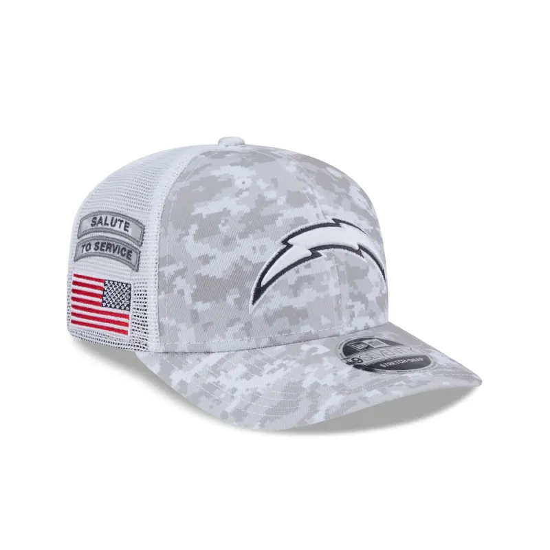 Los Angeles Chargers 2024 Salute to Service 9SEVENTY Trucker Hat sold by New Era